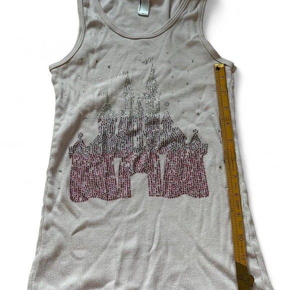 Y2K 2000s American Apparel Rhinestone pink castle tank top - Picture 5 of 6